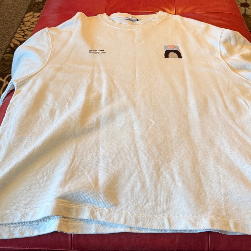 Zara off-white Graphic shirt sleeve Sweatshirt size XL